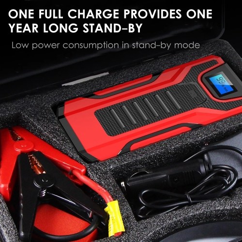 KKmoon Portable Car Starthilfe 12V 12000mAh Kapazität Auto Battery Booster Tragbares Netzteil mit 2 USB-Ladeanschlüssen LED-Taschenlampe für digitales LCD-Display